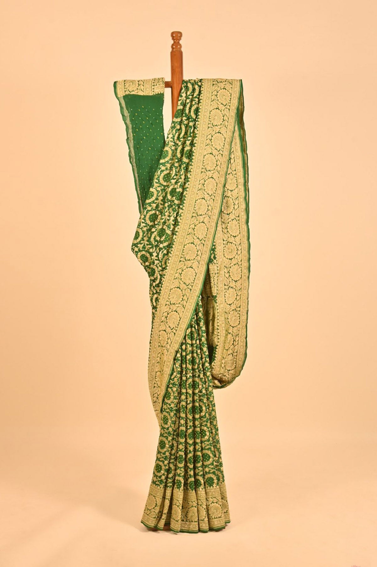 Green Bandhani Georgette Saree