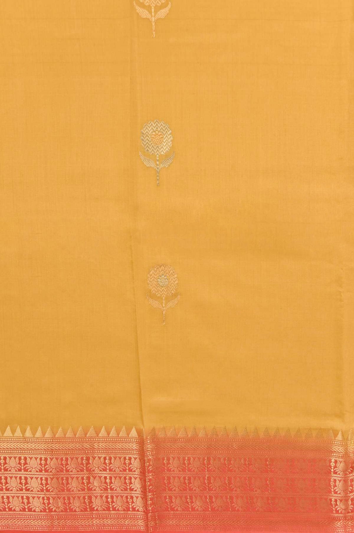 Mustard Yellow Munga Silk saree - Mavuri