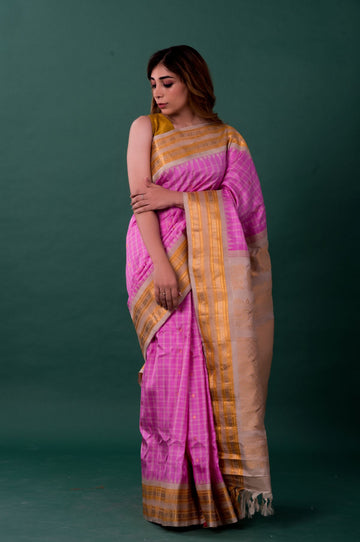 Pink Gadwal Silk Saree
