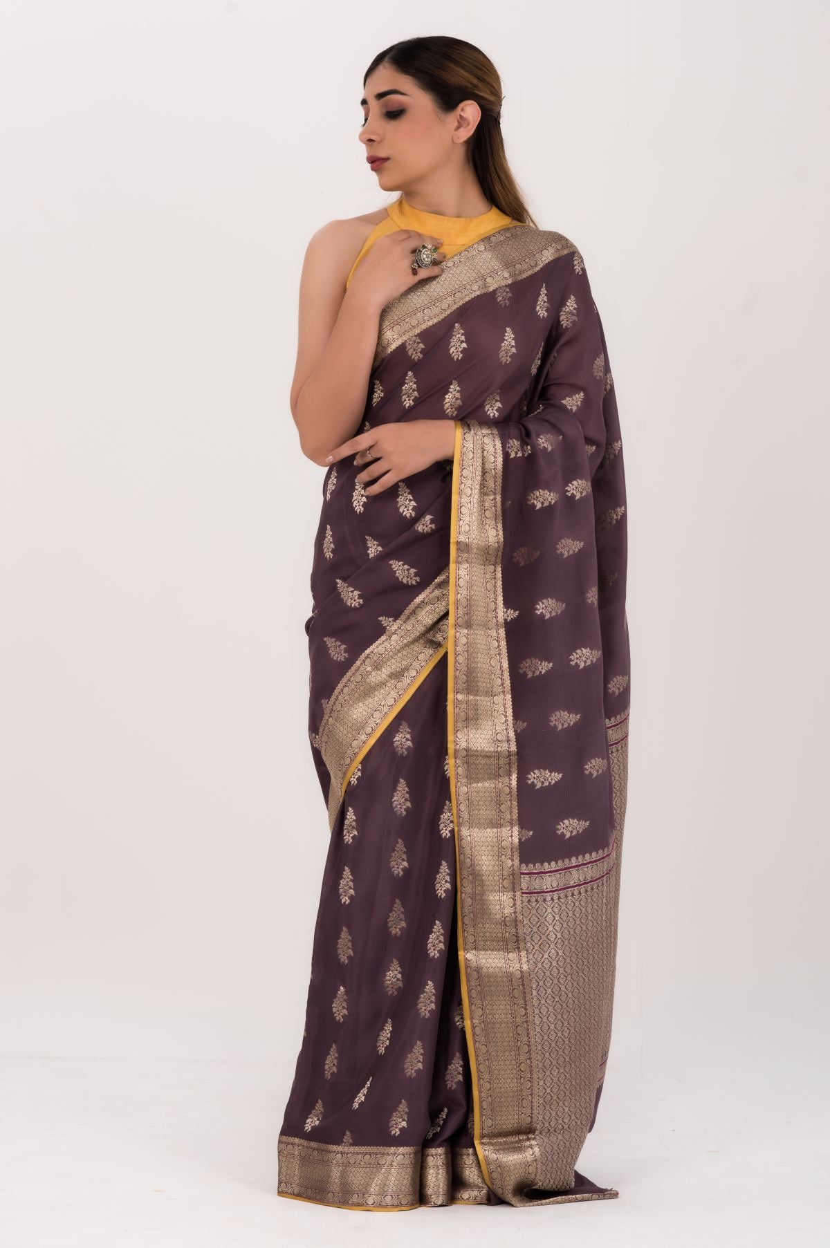 Violet Banaras Crepe Saree