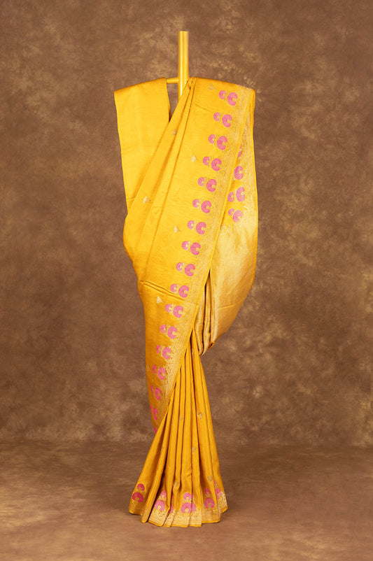 Yellow Banaras Mashru Silk Saree