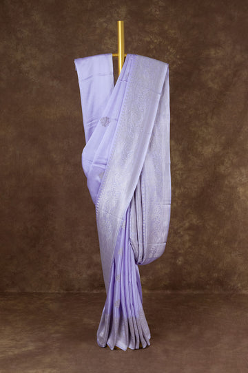 Periwinkle Purple Banaras Mashru Silk Saree - Mavuri