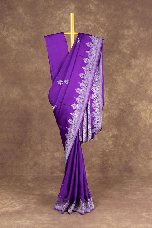 Violet Banaras Mashru Silk Saree