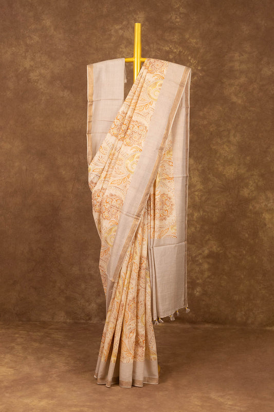 Peach Banaras Munga silk Saree