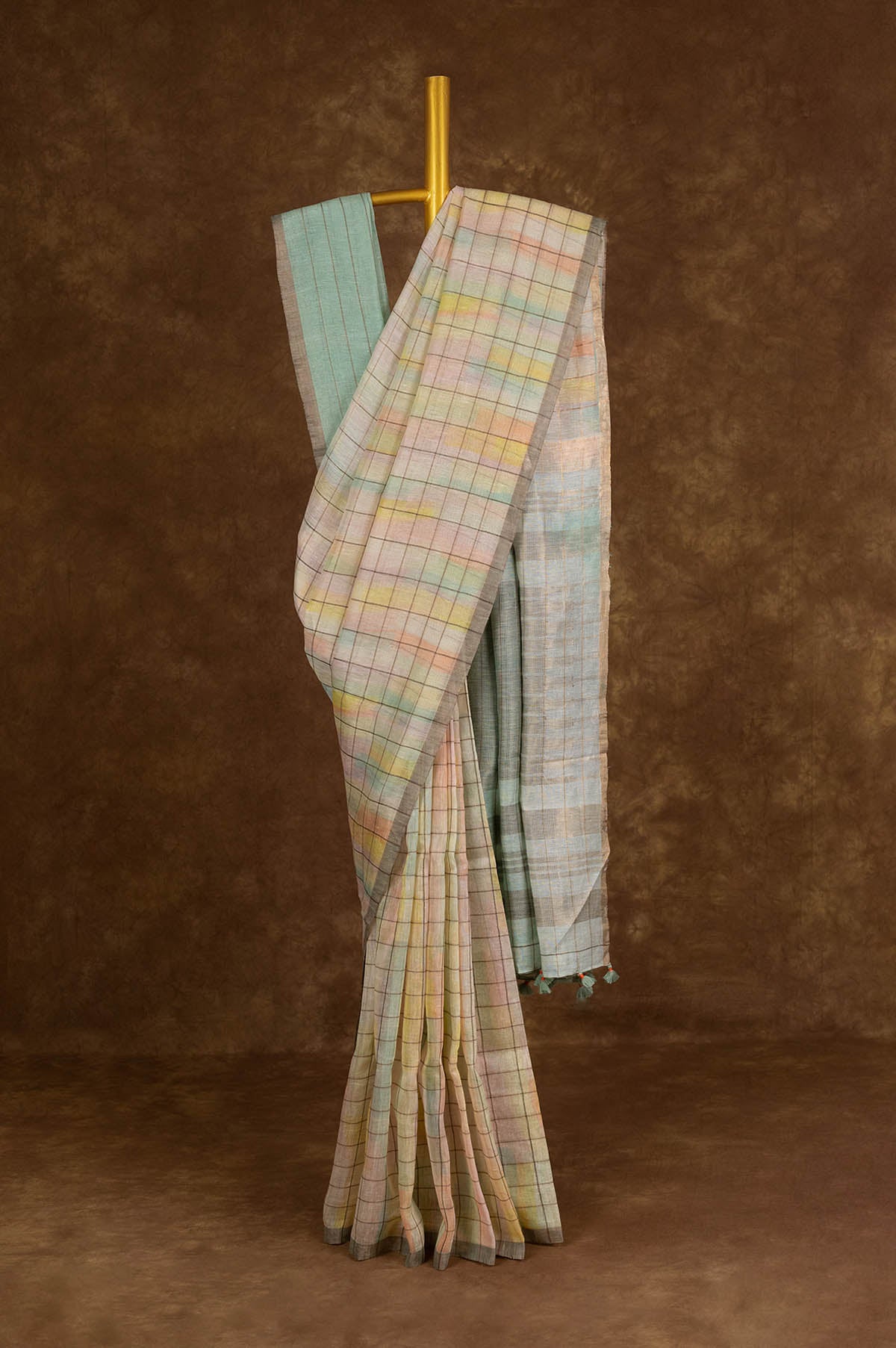 Multicolour Linen Silk Saree