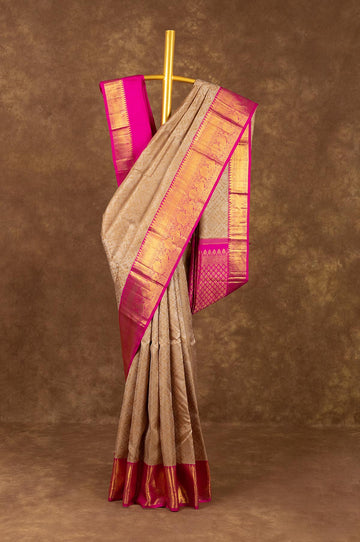 Brown and Pink Kanchipuram Silk Saree