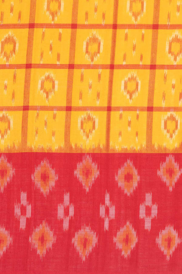 Yellow Pochampally Ikat Cotton Saree
