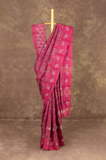 Pink Bhagalpur Silk Saree