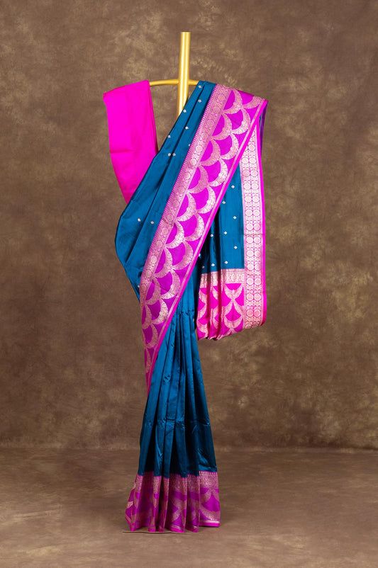 Peacock Blue Banaras Katan Saree