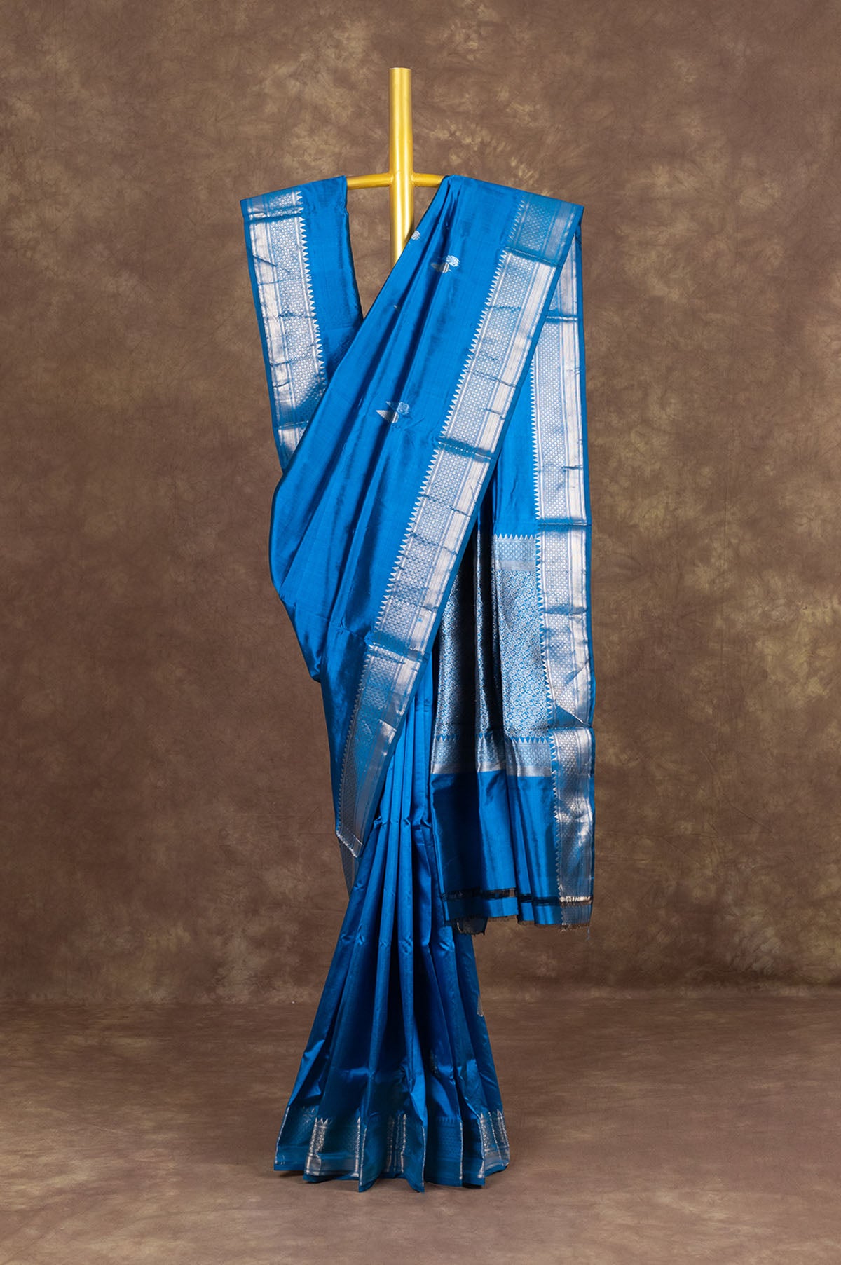 Peacock Blue Banaras Katan Saree