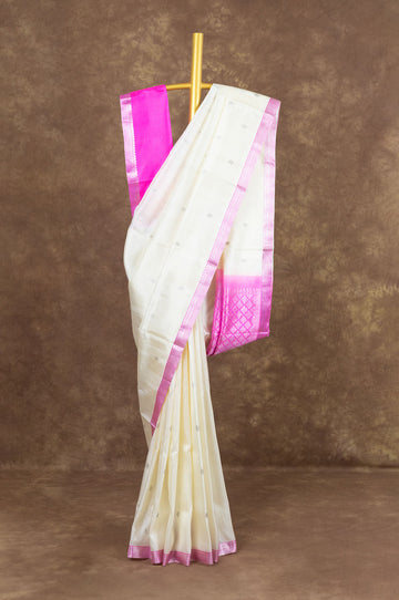White Venkatagiri Silk Saree