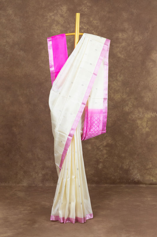 White Venkatagiri Silk Saree