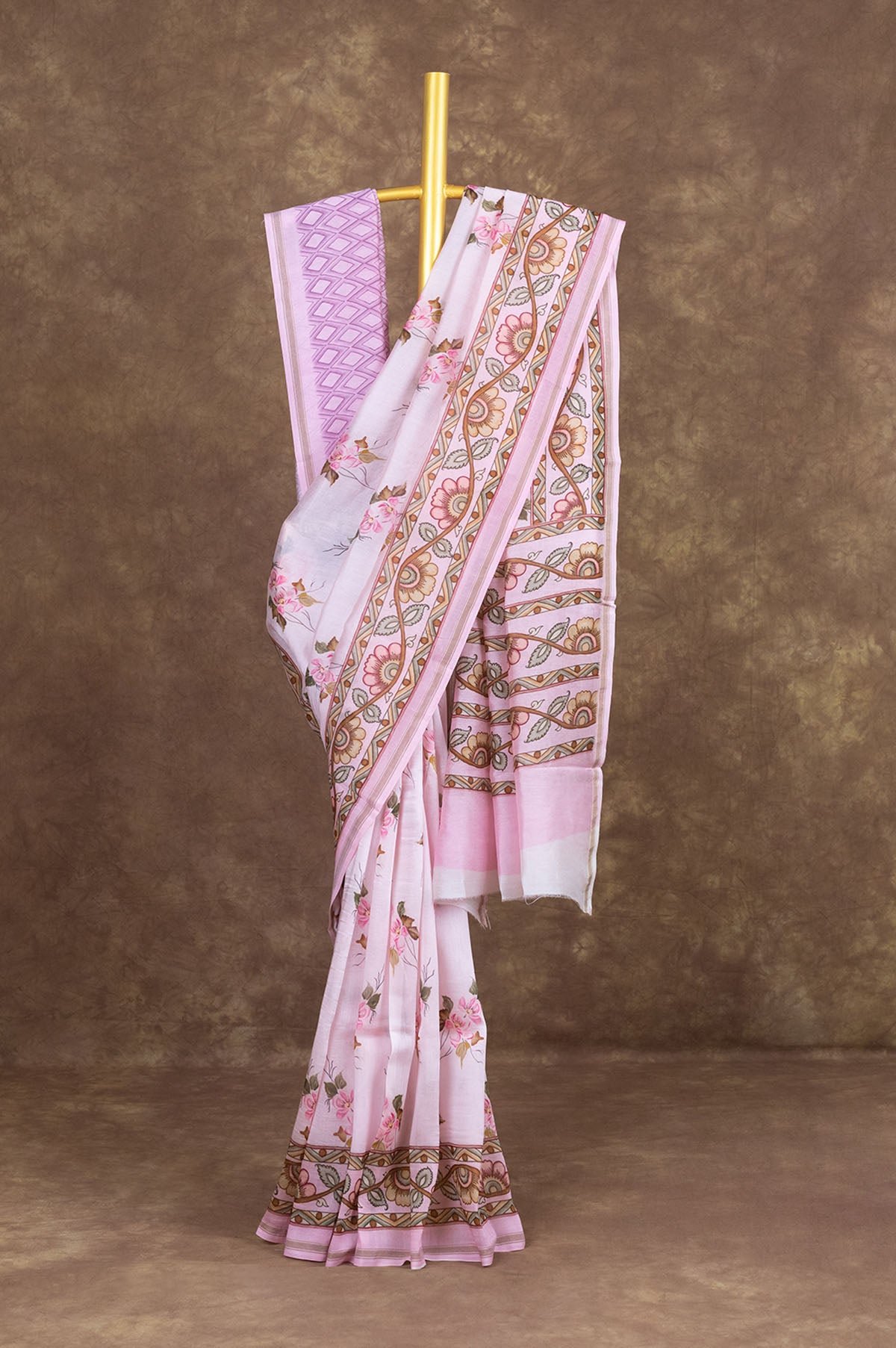 Light Pink Chanderi Silk Cotton Saree