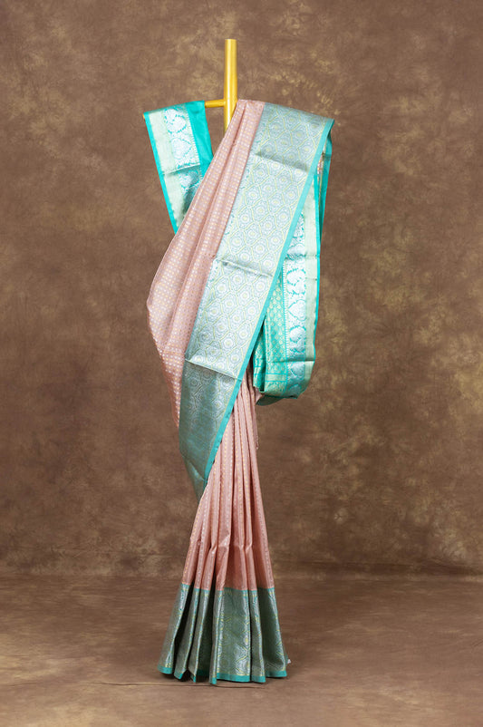 Peach Venkatagiri Silk Saree