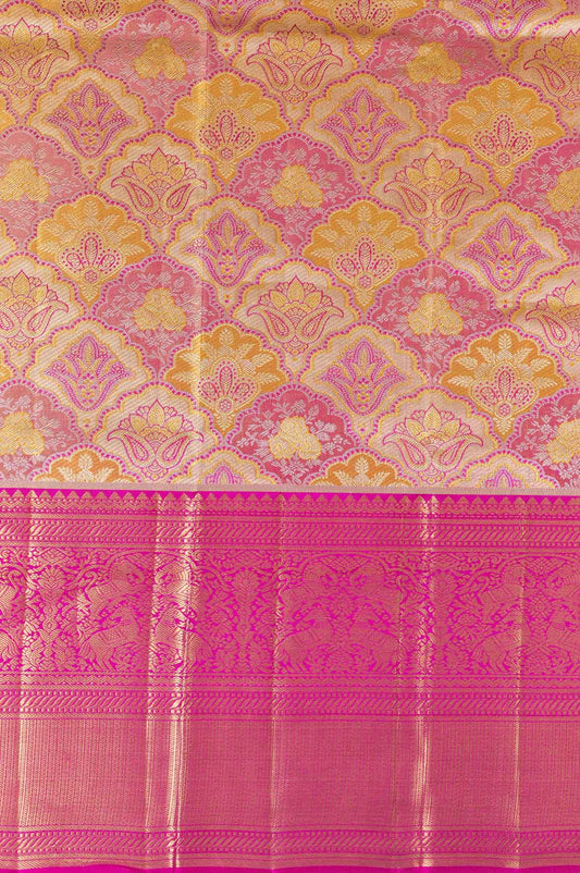 Gold and Pink Kanchipuram Tissue Silk Saree