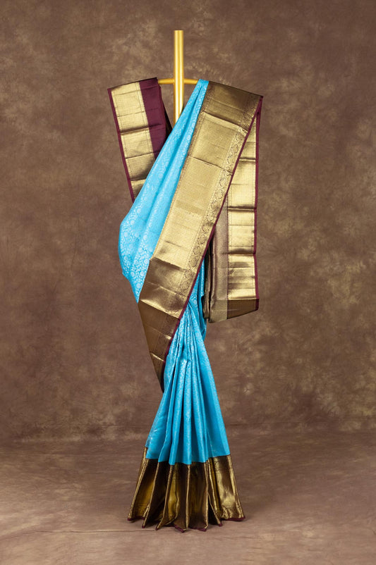 Sky Blue Kanchipuram Silk Saree