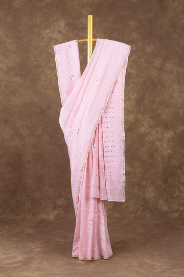 Pastel Pink Chanderi Silk Cotton Saree