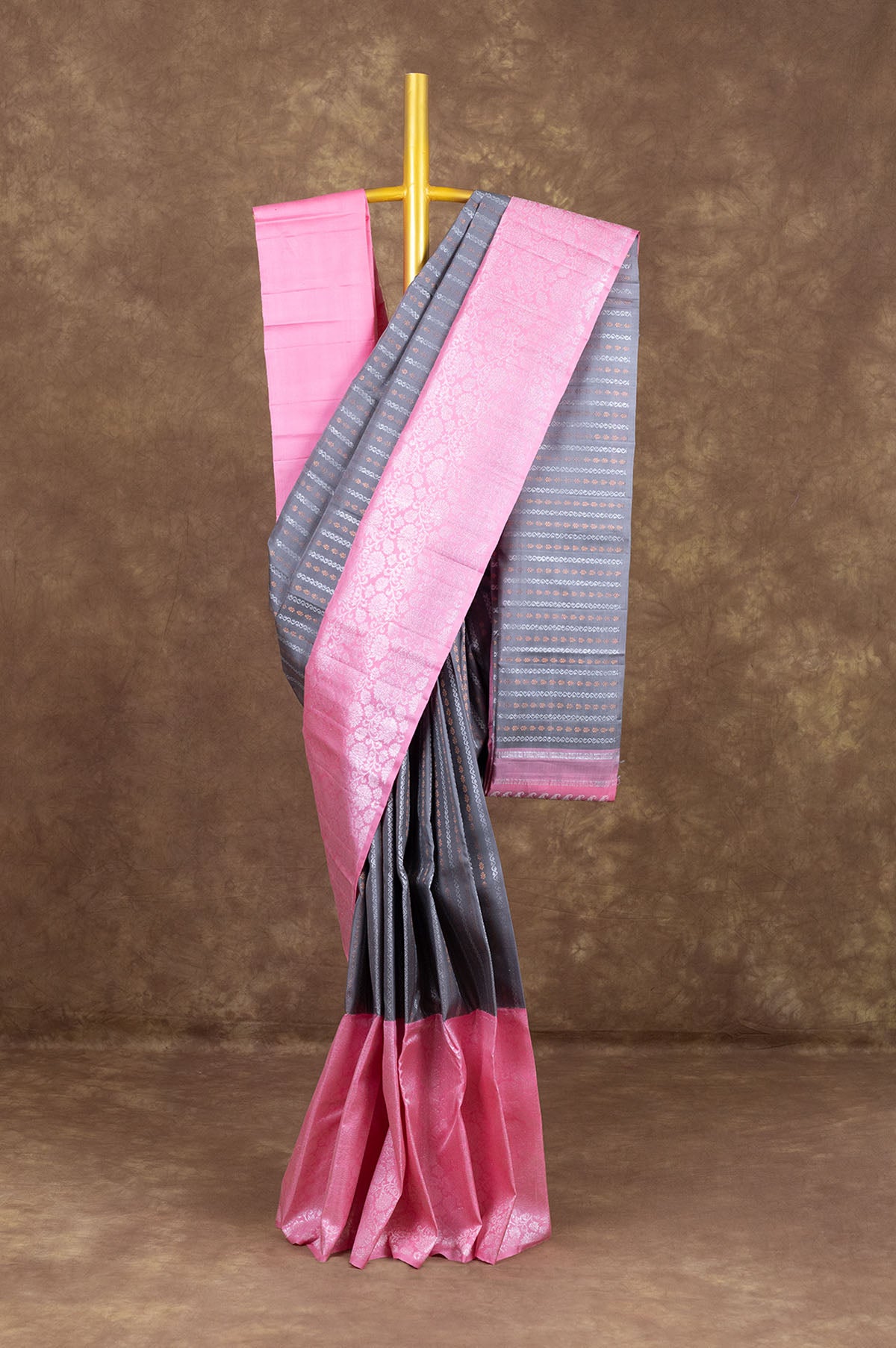 Grey Kanchipuram  Silk Saree
