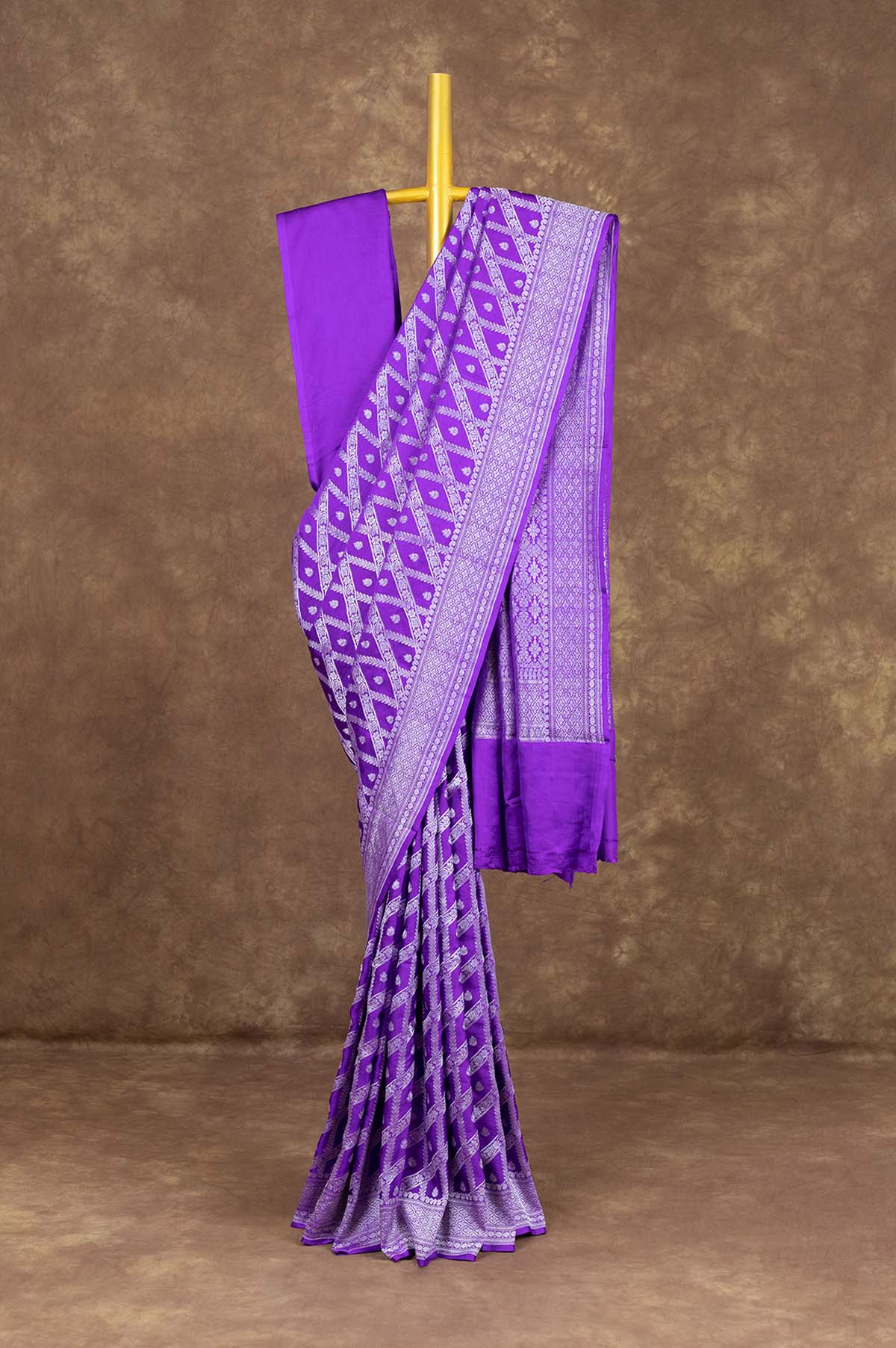 Violet Banaras Mashru Silk Saree