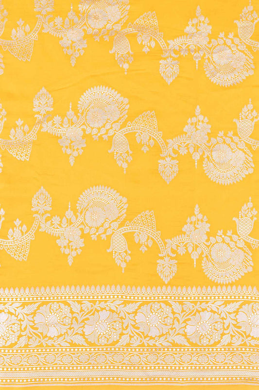 Yellow Banaras Mashru Silk Saree