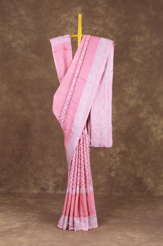 Pink Banaras Mashru Silk Saree