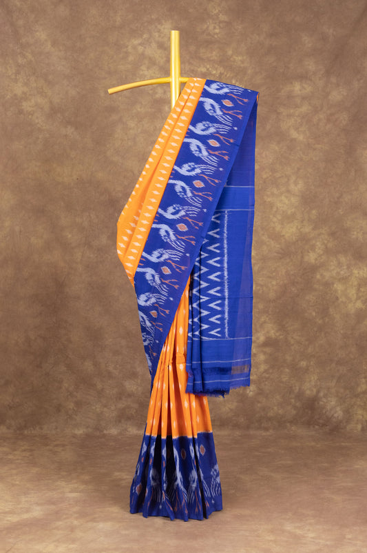 Mustard Ikat Cotton Saree