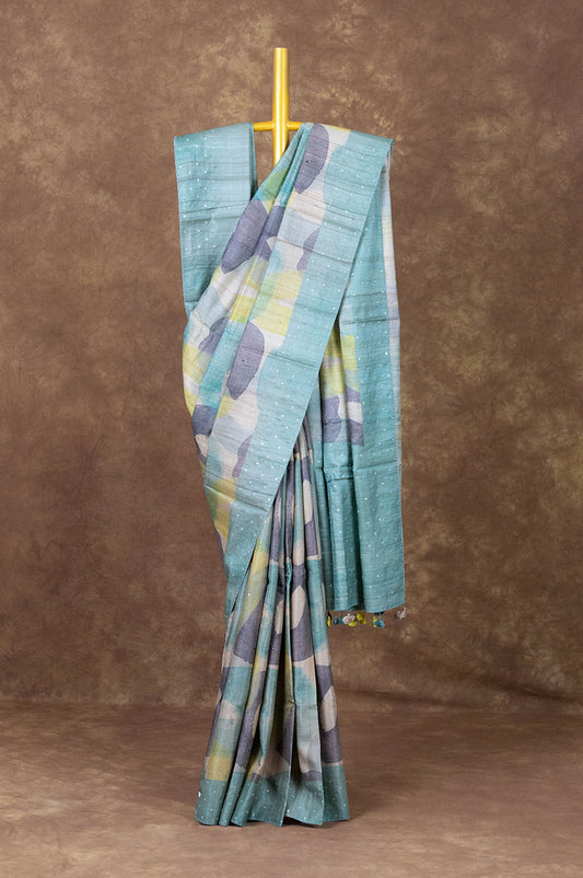 Multicolour Tussar Silk Saree