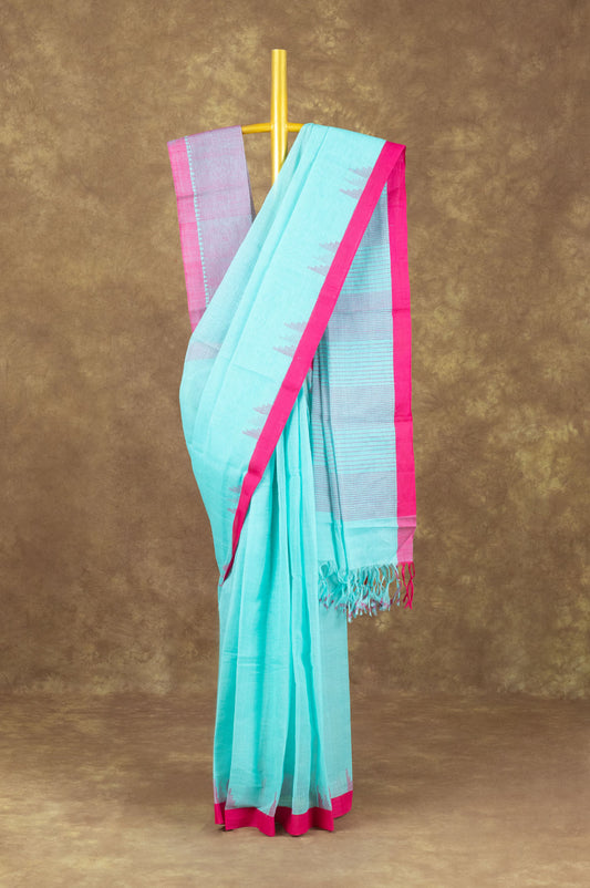 Light Sea blue Ponduru Cotton Saree