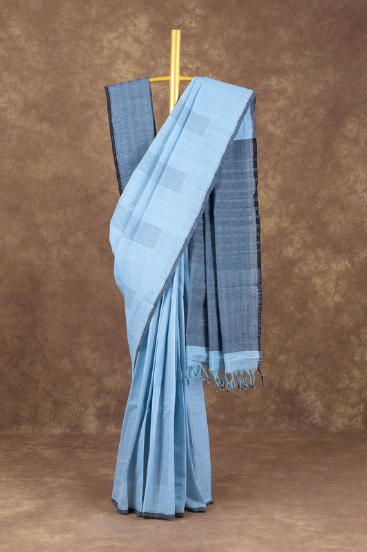 Pastel Indigo blue Ponduru Cotton Saree