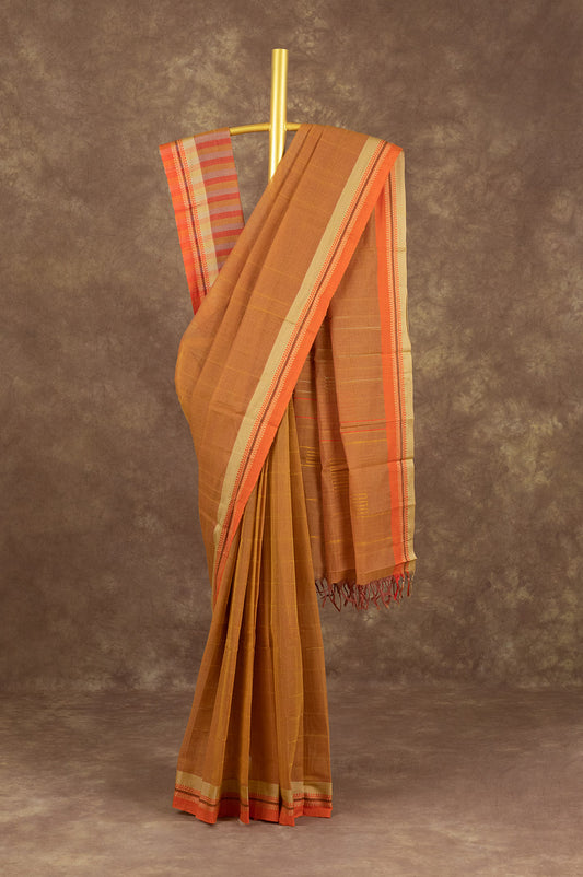 Mustard Ponduru Cotton Saree