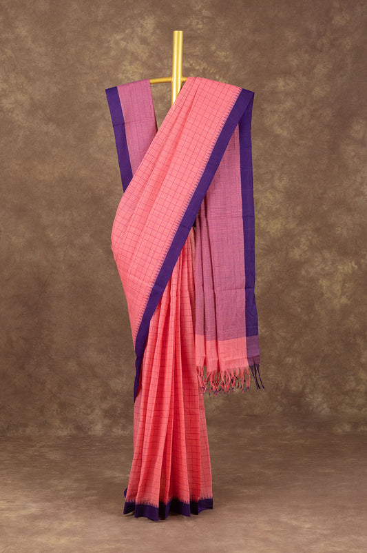 Peach Ponduru Cotton Saree