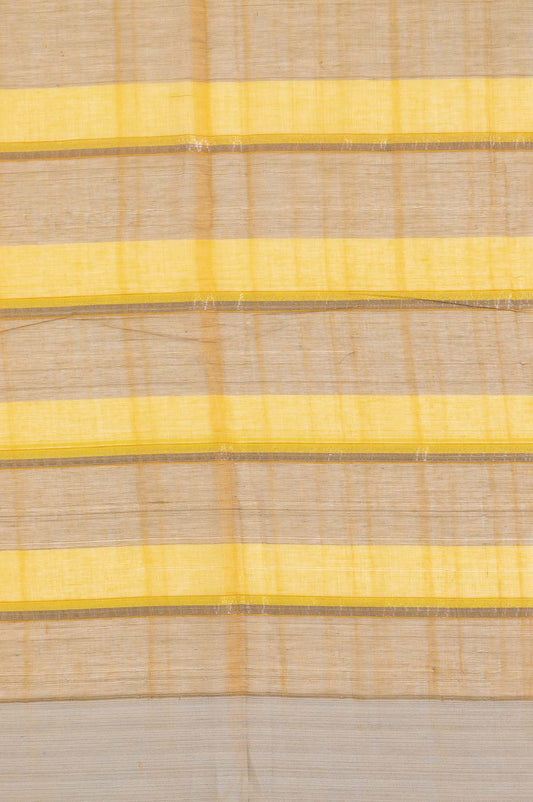 Beige and Yellow Ponduru Cotton Saree