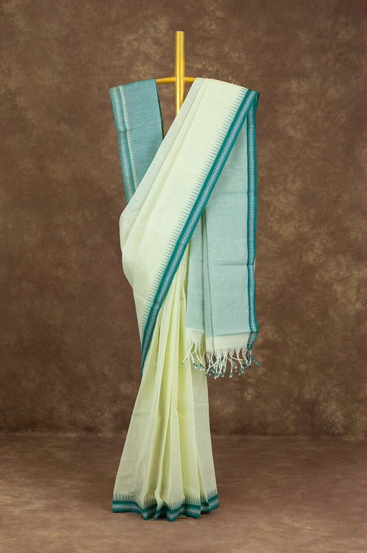 Pastel Neon Yellow Ponduru Cotton Saree