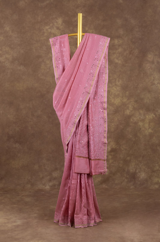 Onion Pink Chanderi Silk Cotton Saree