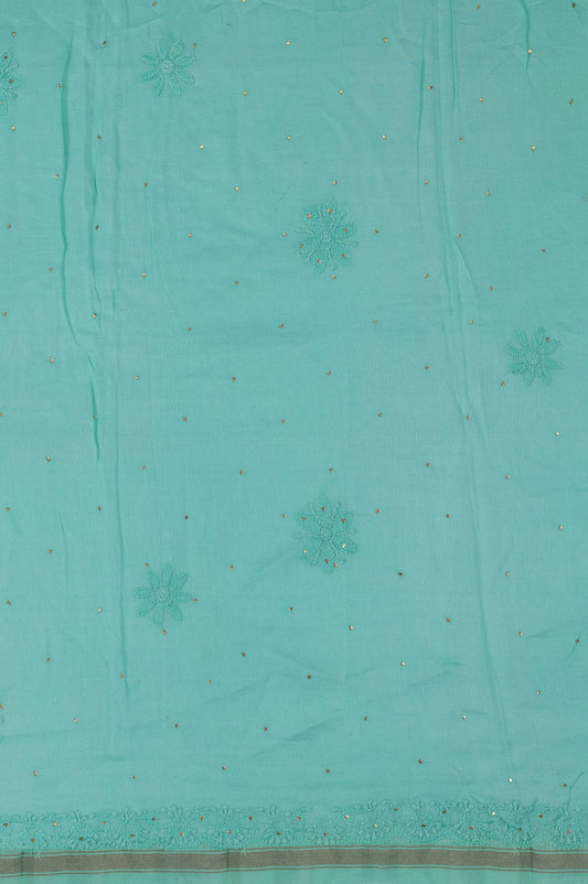 Sea Green Chanderi Silk Cotton Saree