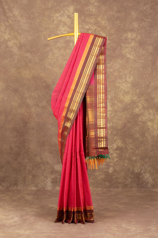 Pink Gadwal Silk Cotton Saree