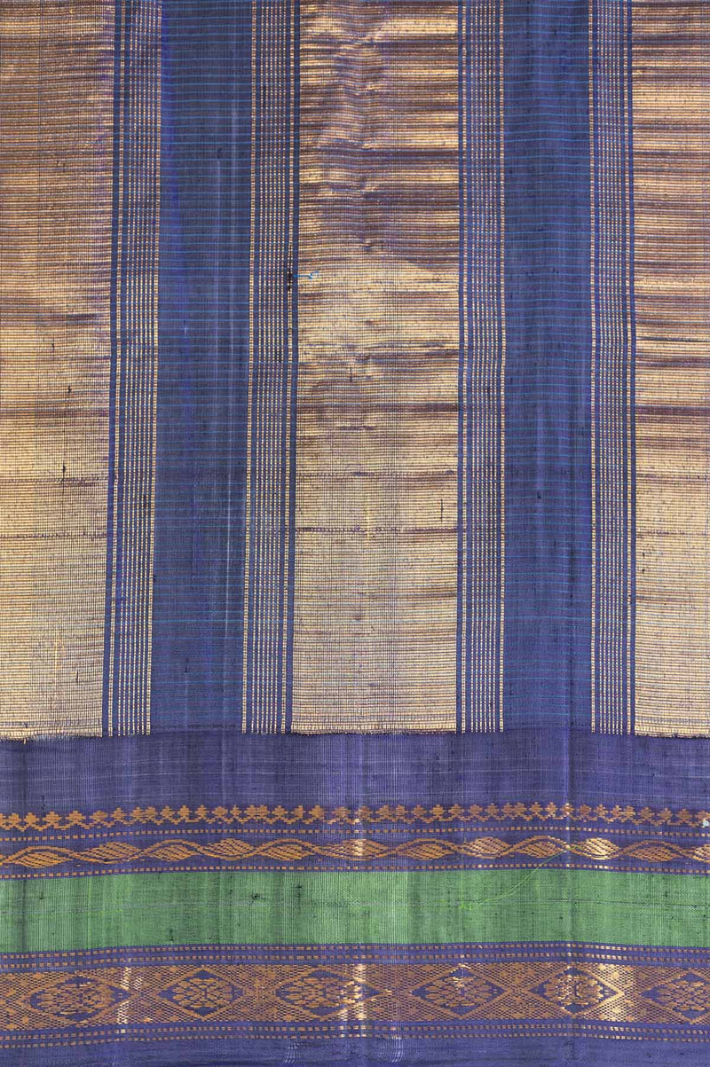 Indigo Blue Gadwal Silk Cotton Saree