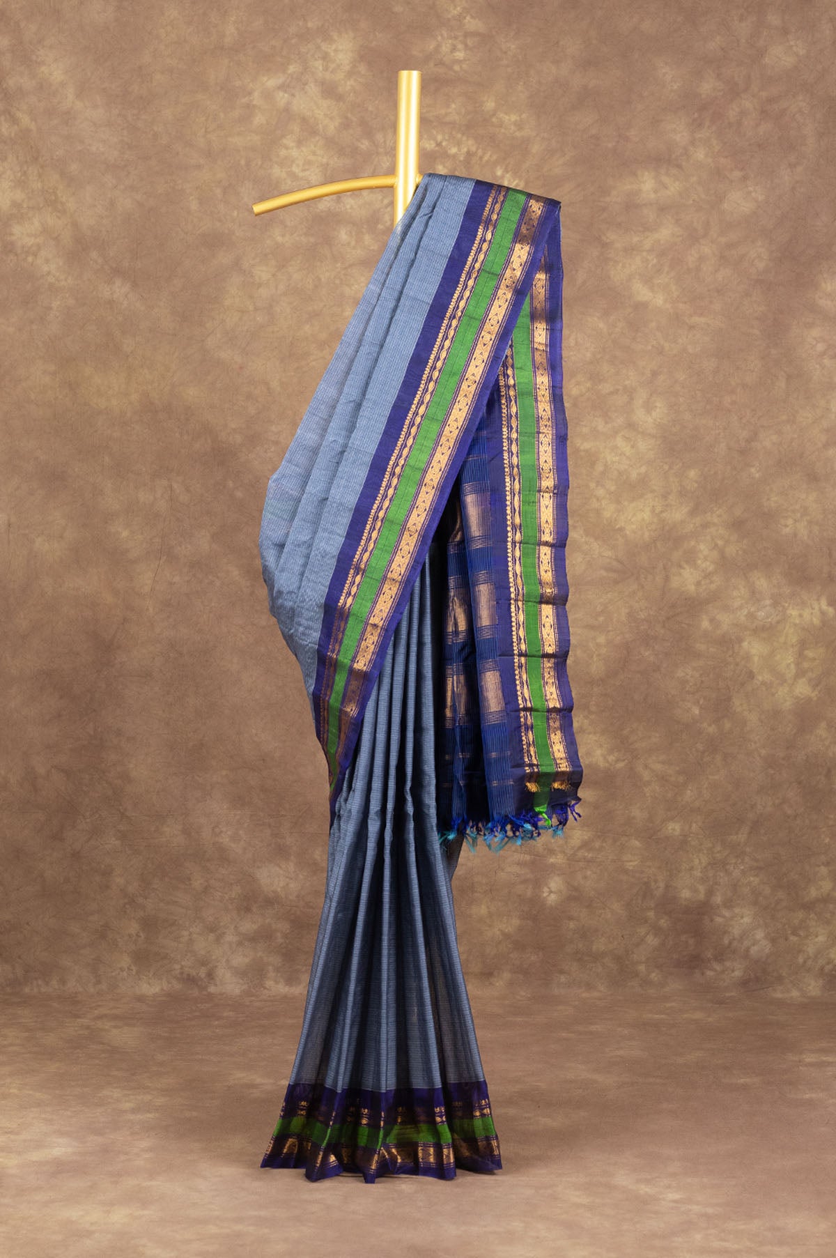 Indigo Blue Gadwal Silk Cotton Saree