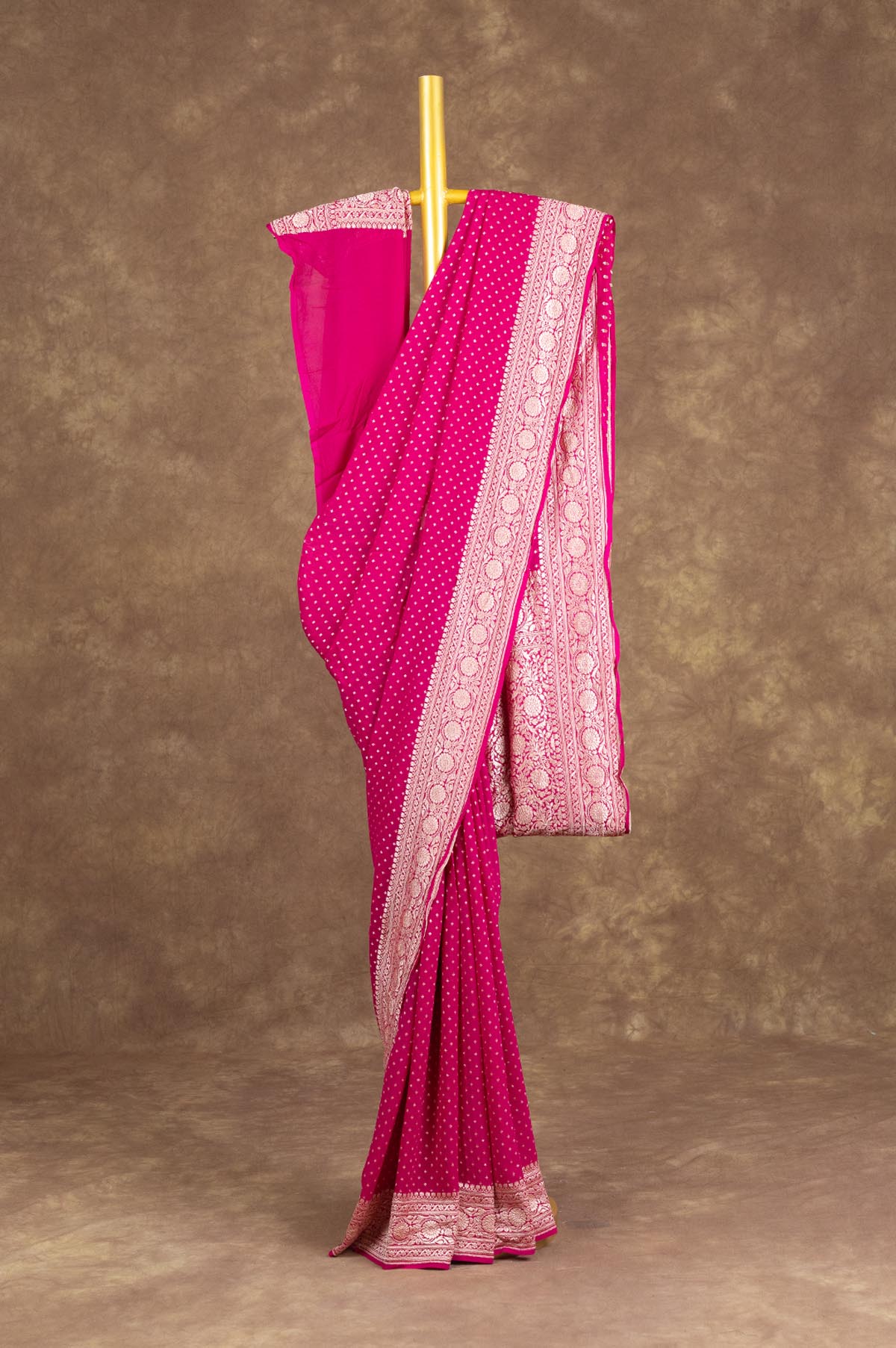 Pink Banaras Georgette Saree