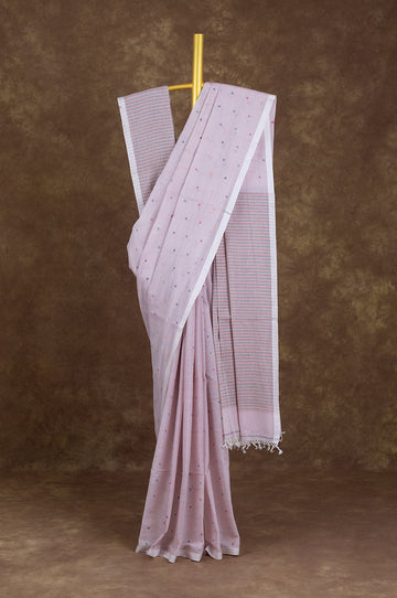 Onion pink Bengal Cotton Saree