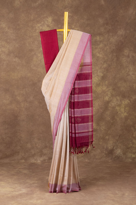 Sandal Banana Cotton Saree