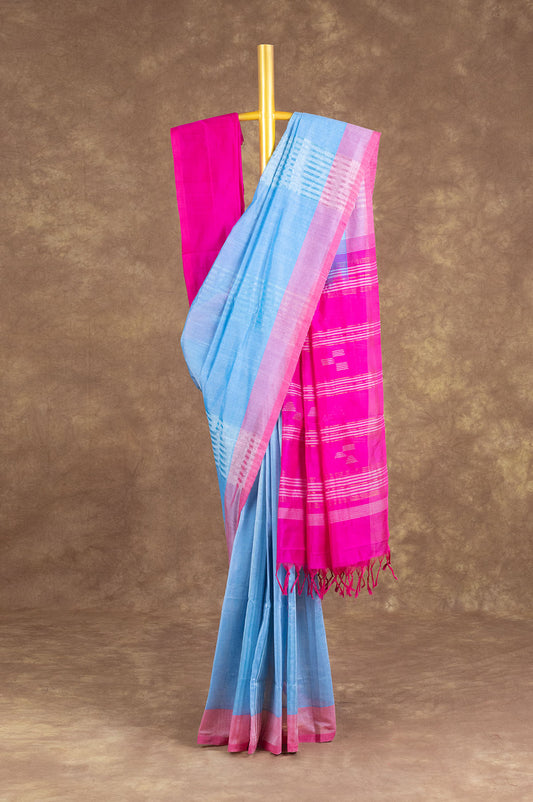 Blue Banana Cotton Saree