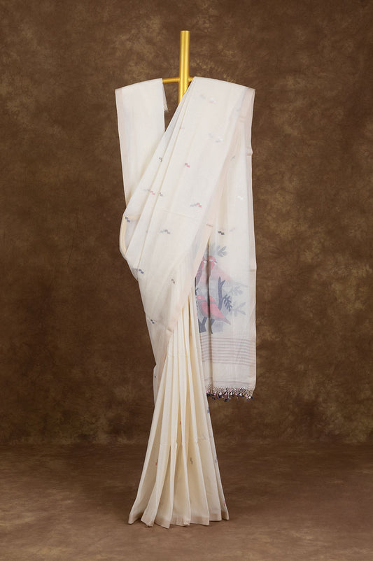 Cream Bengal Cotton Saree