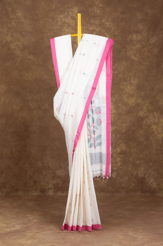 Cream Bengal Cotton Saree