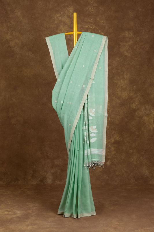 Pista Green Bengal Cotton Saree