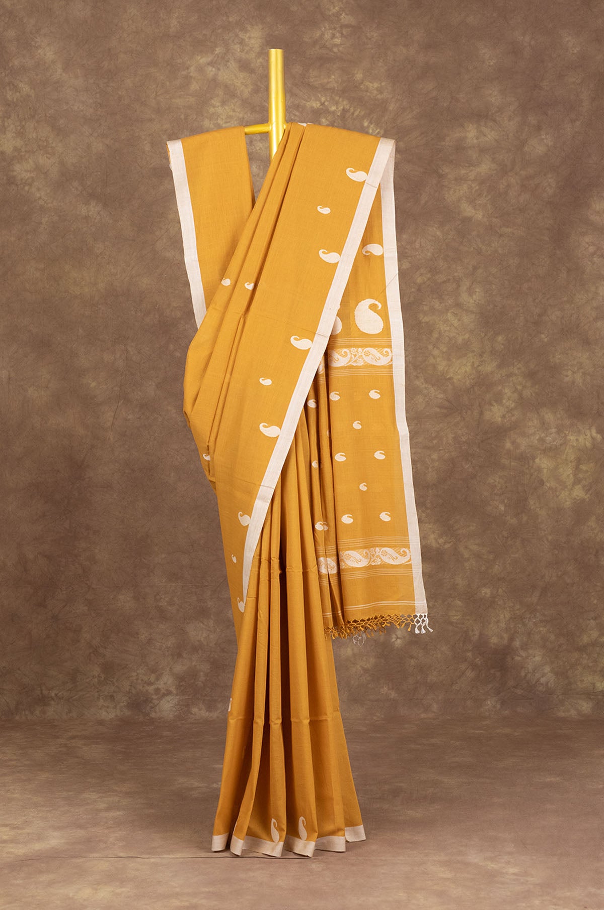 Mustard Bengal Cotton Saree