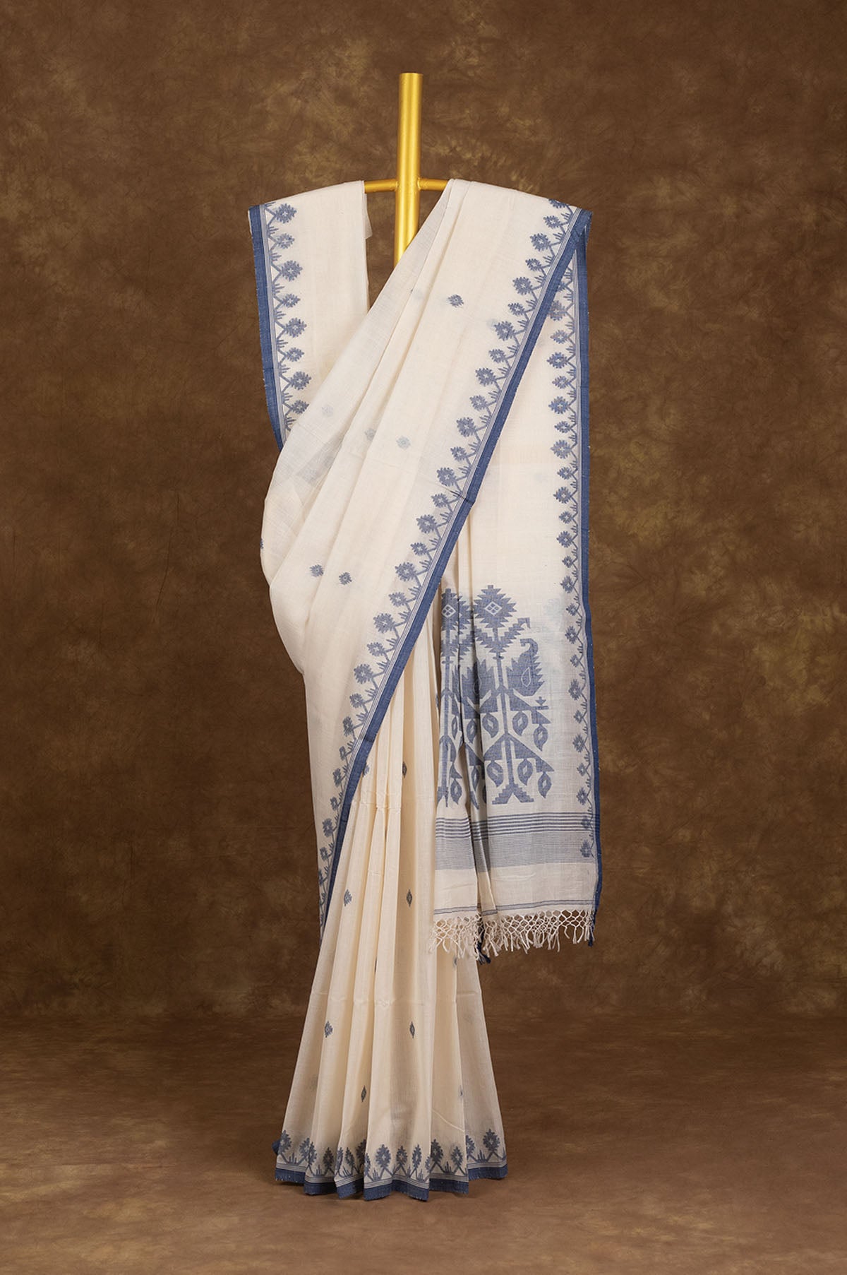 Cream Bengal Cotton Saree