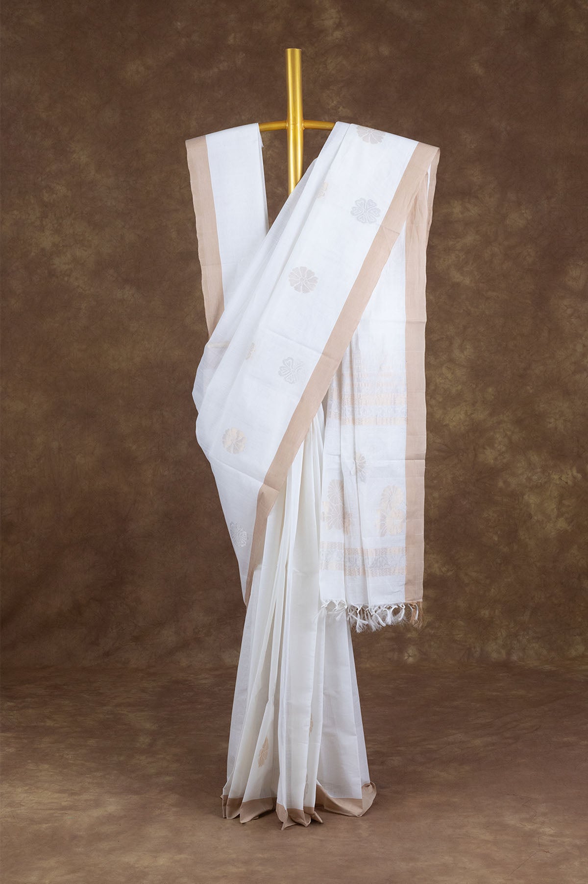 White Kanchi Cotton Saree