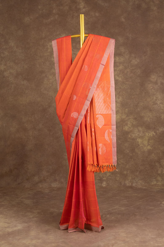 Orange Kanchi Cotton Saree