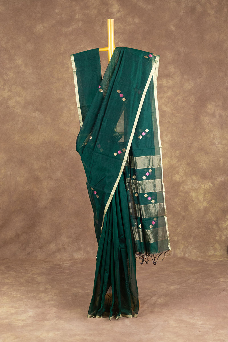 Green Chanderi Silk Cotton Saree